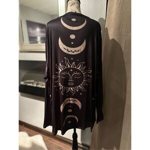 🌚🌛🌞Open front lightweight, casual cardigan, moon, and sun print, several size